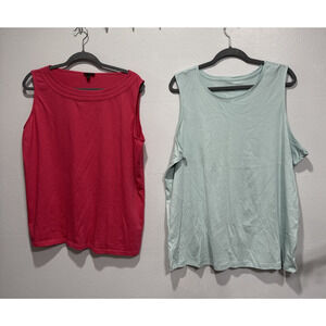 Lot of 2 Womens Tank Top Basic Size 2X Talbots CJBanks Pink Blue Green Summer